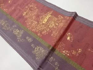 鉾に人・祭り風景模様織出し袋帯